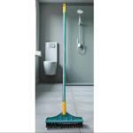 Long Handle Floor Scrubbing Brush with Integrated Water Wiper Squeegee