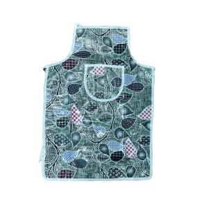 Waterproof Kitchen Apron with Front Pocket | Stain Resistant Leaf Print Cooking Apron for Men & Women (Grey/Green)